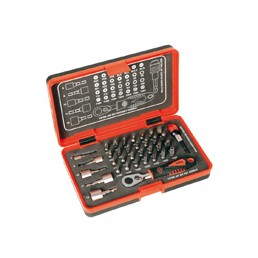 Mini llave carraca 1/4" + accesorios, Jg