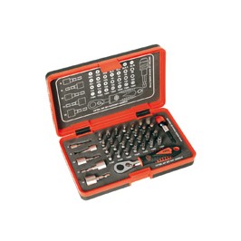 Mini llave carraca 1/4" + accesorios, Jg