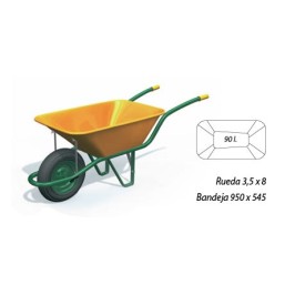 CARRETILLA AMARILLA EUROPA 90L.CON RUEDA NEUMATICA