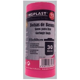 BOLSA BASURA AUTOCIERRE 55X60 15U C/56 KING PLATINUM FUCSIA