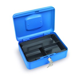 CAJA CAUDAL. C/BAN. AZUL. 25x18xh9  cm.