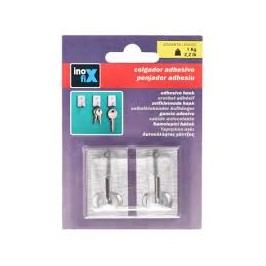 COLGADOR ADHESIVO ACERO BLISTER 2UD