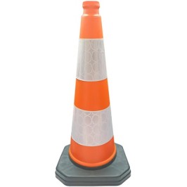 CONO PVC 75cm 2 BANDAS 15CM ANCHA REFLECTANTE